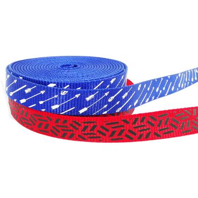 China Hot Selling Dog Collar Pet Collar Leash Webbing Print Seat Belt Reflective Adjustable Nylon Viable Nylon Flat Strap for sale