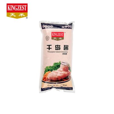 China Thousand Island Dressing Salad Dressing 1kg PE Bag HALAL MEAT Mayonnaise with Real Cucumber Seed for sale