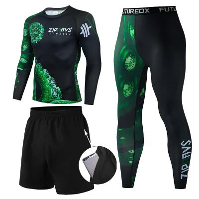 China 2022 New QUICK DRY Men's Tights Long Sleeve Sportsuit Men Fitness Quick Drying Clothes Breathe Elastic Sport Set for sale