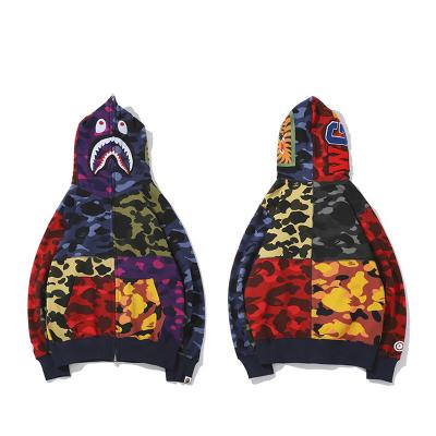 China Anti-pilling Plus Size Hoodies Winter Fashion Camouflage Couples Use Hoody Casual Cardigan Bape Shark Coat Streetwear Men Jacket for sale