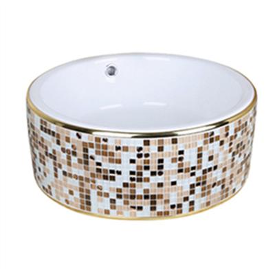 China Chinese Factory Clean Easy Qualified Modern Ceramic Sanitary Ware Mosaic Decoration Around Bathroom Color Art Basin for sale