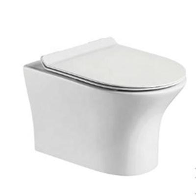 China Popular Chinese Modern Ceramic Round P-trap Cistern Rimless Desgin Wall Hung Toilet Hidden Bathroom for sale