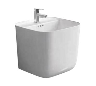 China Easy Clean Ceramic Wall Hung Sink Square Shape Basin Bathroom Wash Hand Sink From China for sale