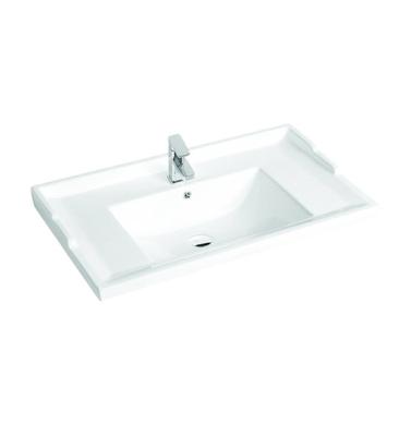 China Easy Clean Ceramic Rectangular Vanity Porcelain Bathroom Cabinet Commercial Basin for sale