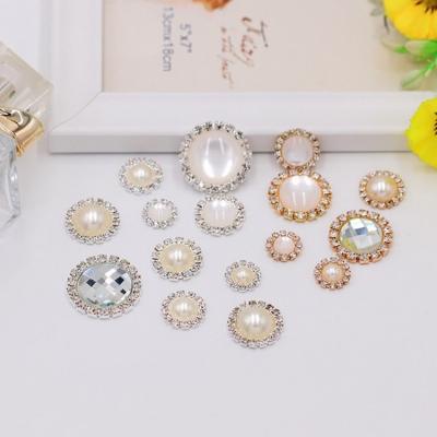 China Wholesale Fashion Flatback Kittens Claw ABS Gold Half Round Rhinestone Pearl Buttons For Wedding Hairpins DIY Clothes for sale