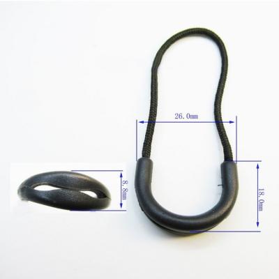 China Wholesale Nickel Free Plastic Black Rope Zipper Pulls Rope Ends Lock Zipper Clip Buckle For Backpack Clothing for sale