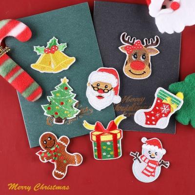 China Other Wholesale Christmas Tree Snowman Embroidered Iron On Patches for sale