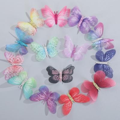 China Other Wholesale Garment Accessories Sew On Sticker Organza Butterfly Embroidery Fabric Patch for sale