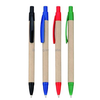 China Eco-friendly Paper Ballpoint Pen Colored Abs Retractable Cute Tip Clip Wholesale Eco-friendly Goods for sale