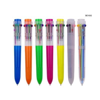 China Factory Supply Eco-friendly Low Price Printed Stylish 10 Colors In 1 Multi Color Ballpoint Pen With Logo Ballpoint Pens for sale