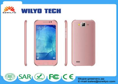 Cina Androide a 5 pollici dual core 4.4.2 degli Smartphones dello schermo del CPU 1.3Ghz dell'oro WJ5 con il Sim doppio in vendita