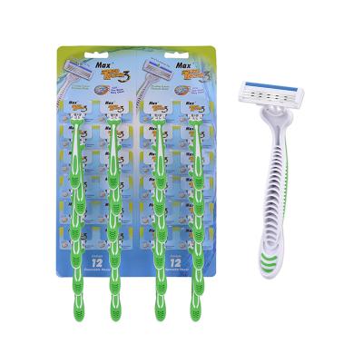 China Hot Sale 3 Blade Stainless Triple Blade Disposable Razor Hanging Card Razor for sale