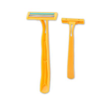 China Twin Blade Color Razor Blades Yellow Plastic Razor for sale