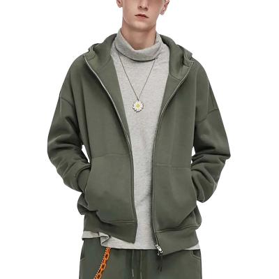 China Other Men's Windproof hoodie and Sweatshirts Causal Blanket Full Zip Up Hoodie Custom Logo Congaroo Pocket Drop Shoulder Hoodie Jacket for sale