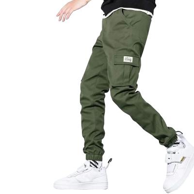 China Anti-pilling Winter fashion men's cotton pocket plus size cargo pants Stretch ankle pants Youth street pocket solid color casual pants for sale