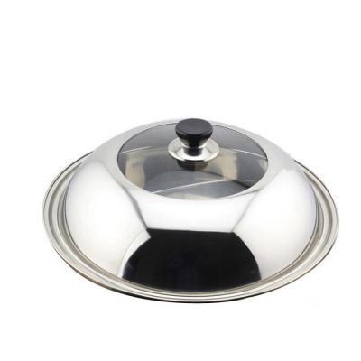 China Factory Direct Sales Viable Universal Pan Cover Glass Wok Lid Stainless Steel for sale