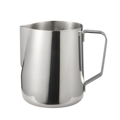 China Sustainable Stainless Steel Coffee Frothing Cup Latte For Coffee Jug Spout Milk Pitcher Espresso Foaming And Measuring Pointed Cup for sale