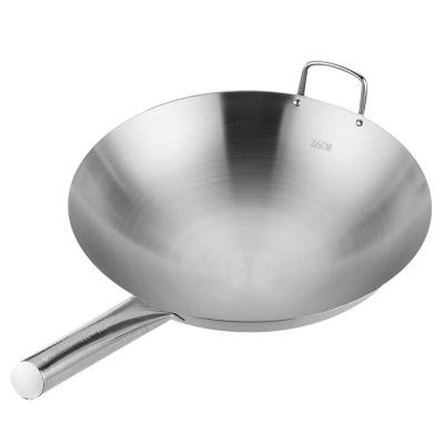 China Stocked All Seasons Customized Logo Home Cookware Stainless Steel Single Handle Wok for sale