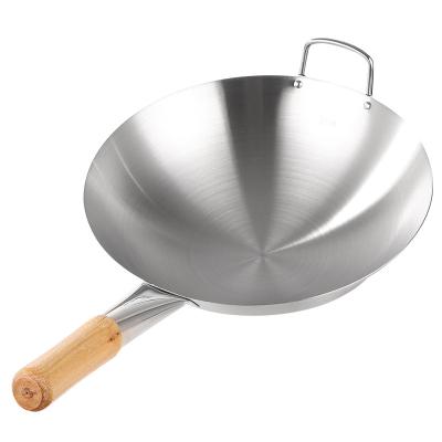 China Hot Stocked Wok Pan Stainless Steel Chinese Wok Pan Stainless Steel Wok With Handles for sale