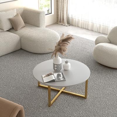 China Italian Material Concrete Side Design Living Room Table Round Luxury GRC Contemporary Style White Coffee Table for sale