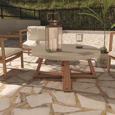 China Wooden Material Outdoor Base Table Side Teahouse Furniture GRC Concrete Garden Office Coffee Table for sale