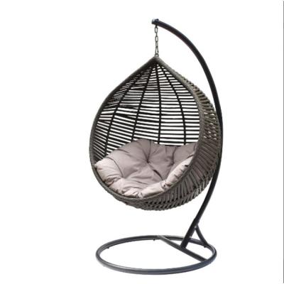 China Outdoor Modern Patio Rattan Porch Living Room Outdoor Hanging Darden Egg Swing Chair With Stand for sale