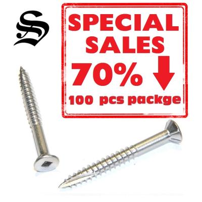 China *100pcs*Decking Flat Screw, #2 Square Flat Head With 6 Ribs Underside, Type 17 for sale