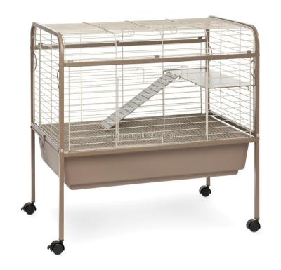 China Sustainable Cheap Iron Wire Small Animal Cage With Wheels And Stand for sale