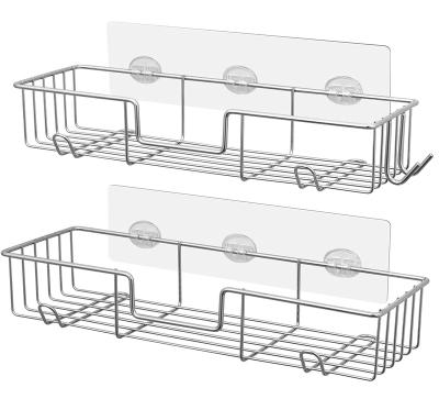 China Sustainable Shower Cart Basket Shelf with Hooks for Hanging Sponge and Razor, Shampoo Rack Organizer for sale