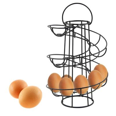 China Sustainable Store Use Kitchen Storage Metal Wire Spiral Egg Rack for sale