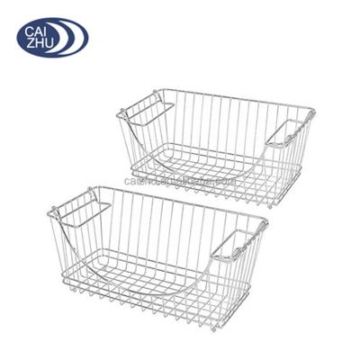 China Stackable Basket Bin Chrome Home Kitchen Storage Basket Organizer for sale