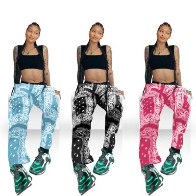 China Anti-pilling Hot Selling Pockets Women's Clothing Autumn 2021 African Amazon Print Paisley Trousers Straight Casual Long Pants for sale