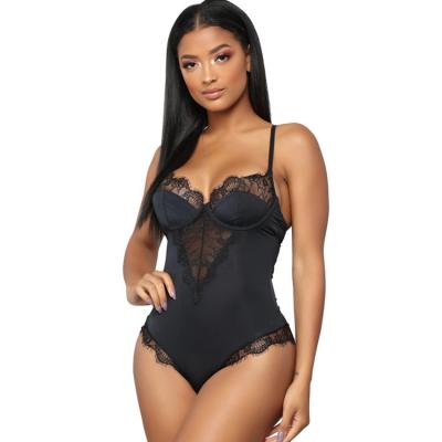 China Teddy One Piece Lingerie / Fashionable Jumpsuit Spaghetti Strap Backless Bodysuits Lace Up Trims Underwear Leopard Printed Teddy Lingerie For Ladies for sale