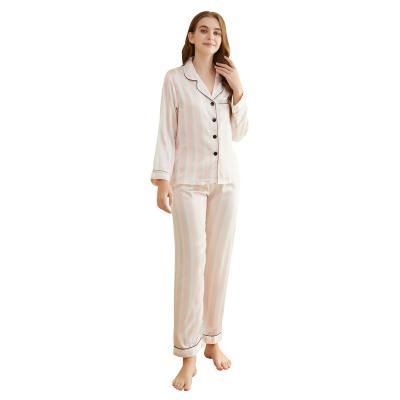 China 2022 wholesale QUICK DRY hot sale plus size comfortable and high quality imitated sleepwear silk fabric pajama suit women's sleepwear for sale