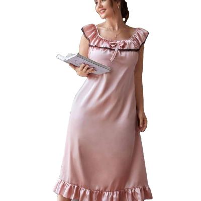 China 2022 QUICK DRY hot sale plus size comfortable and high quality imitated sleepwear pajamas silk fabric nightgown long robes suit for sale