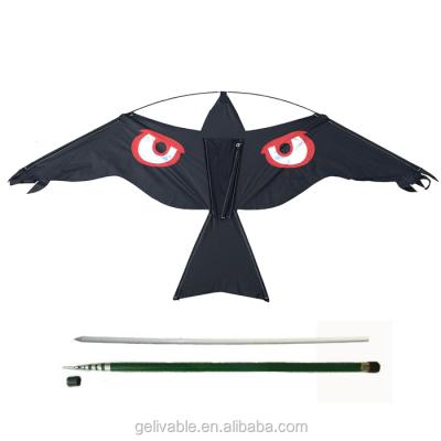 China Disposable Black Flying Bird Hawk Kite Repellent Kit with Telescopic Pole (can add eyes) for sale