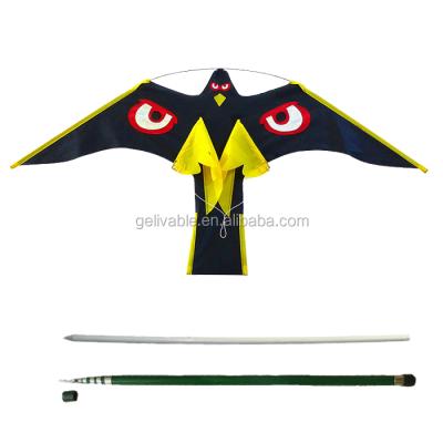 China High quality nylon hawk eagle kite with pole alert birds reminiscent reflector espantar gorriones for sale