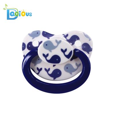 China BPA Free Eco-Friendly Adult Baby Pacifier Good Quality Pattern Blue Whale Funny Pacifier for sale