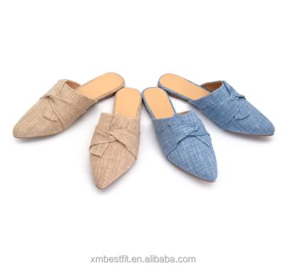 China Good quality lightweight big bow tie headed flat casual shoes women's mules shoes work loafer shoes for women for sale