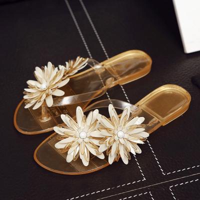 China Wholesale Summer Popular Fashion Trend Shoes Stock 2022 Women Slides Sandal With Flower Decoration Ladies Slipper Flat Slides For Girl for sale