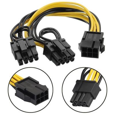 China With SATA 8 Pin PCI Express To 2 x PCIe 8 (6+2) Pin PCI-e GPU VGA Splitter Hub Power Cable Motherboard Graphics Video Card for sale