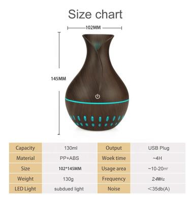 China Hotel 130ml New Portable Hotel Wood Grain Humidifier Ultra-quiet Lightweight Mist Essential Oil Diffuser Car Bottle Atomizer Home Plastic for sale