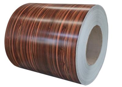 China 1200MM Colour Coated Steel Sheet Coil 0.2MM Simulation Wood Grain JIS DIN for sale