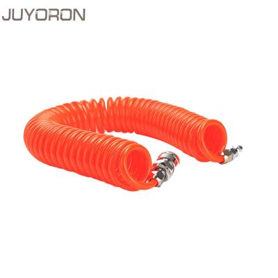 China PU 12*8 Hose Spiral Spring Tube 3/6/9/12/15 Meter PU Air Compressor Hose Air Tool Pneumatic Telescopic Hose with connectors for sale