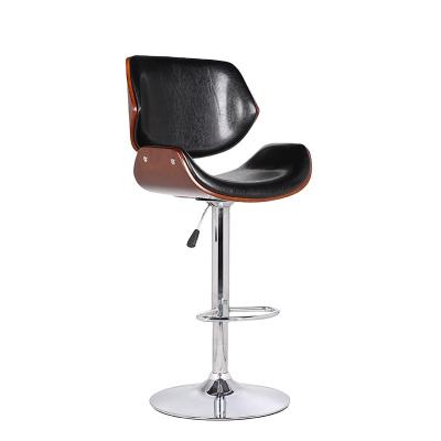 China Modern PU Chair And Wood Bar High End Bar Stool With Back for sale