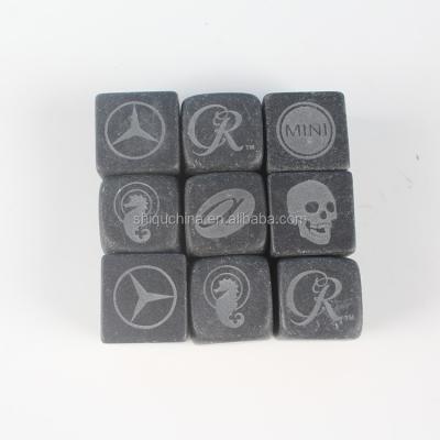 China Viable Whiskey Logo Engraved Stone Ice Cube for sale