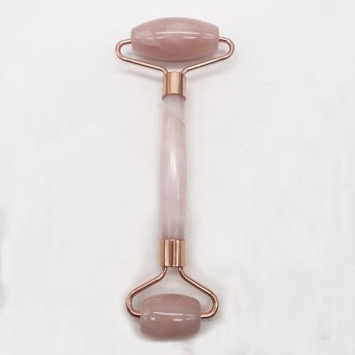 China Double Rollers Natural Rose Quartz Massage Roller for sale