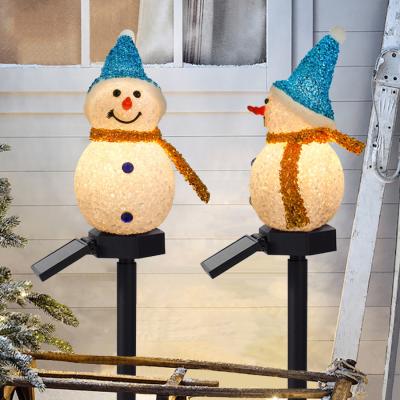 China Solar Garden LED Snowman Ground Inserted Outdoor Lamp Christmas Landscape Decoration Garden Lawn Stake Light for sale