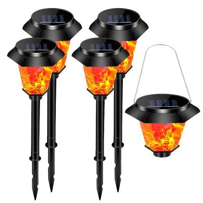 China Garden.Lawn.Villas.Park.Yard 12 LED Solar Flame Light 2 in 1 Lamp Outdoor Cordless Waterproof Lawn Effect Fire Lantern Flame Torch Hanging Flickering Light for sale