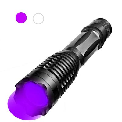 China Emergency aluminum alloy battery 2 in1 scorpion lamp UV flashlight high lumen LED torch with flashlights and hand strap torches for sale